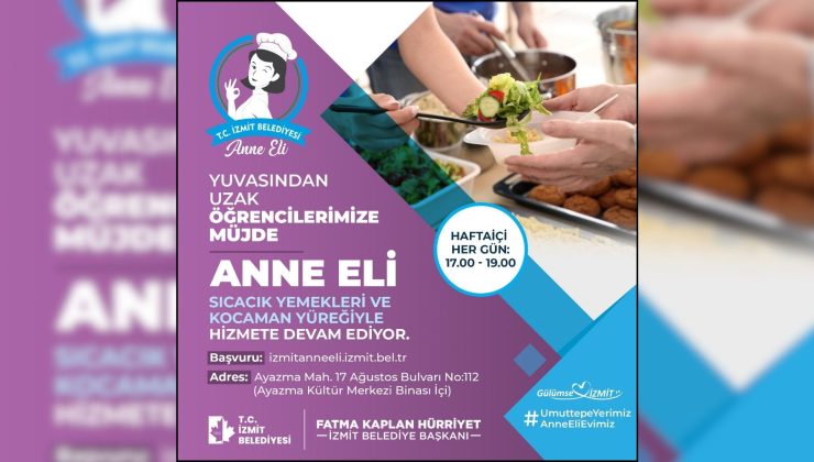 İzmit Belediyesi ‘Anne Eli’ projesi yeniden hizmete başlıyor