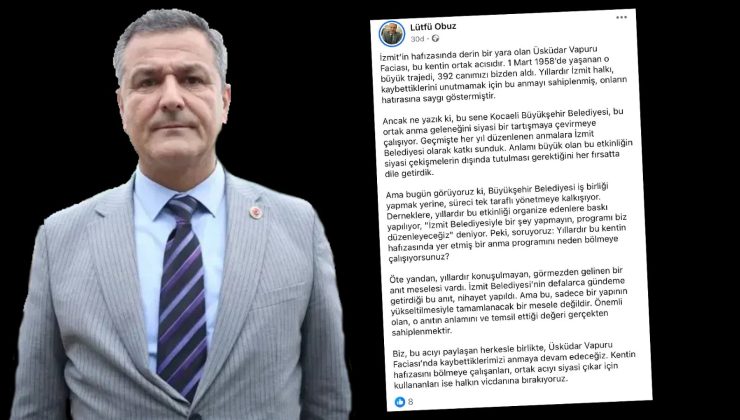 Lütfü Obuz: Kentin hafızasında yer etmiş bir anma programını neden bölmeye çalışıyorsunuz?