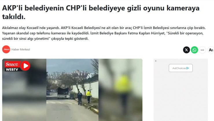 Büyükşehir Belediyesinin çöp komplosu ulusal medyada yankılanmaya devam ediyor