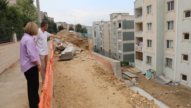 Fatma Başkan, istinat duvarı çalışmasını yerinde denetledi