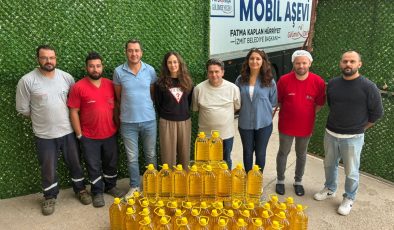 Ayçiçeği hasadından sofralara: 335 litre yağ Aşevi’ne teslim edildi