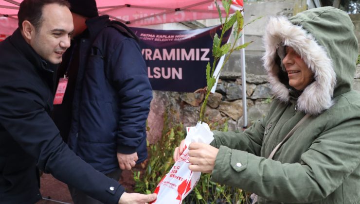 İzmit Belediyesi arife günü mezarlıklarda binlerce fide dağıttı